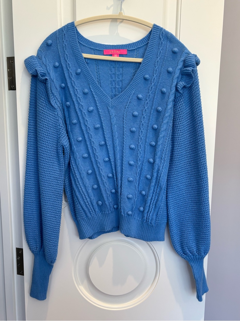 Lilly Pulitzer Blue Bobble V-Neck Sweater